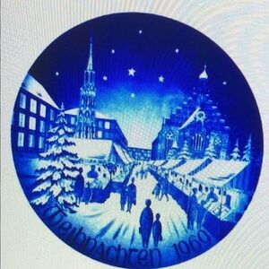 1969 Christmas Wall Plate "Market" Plate Bareuther Bavaria Germany VTG